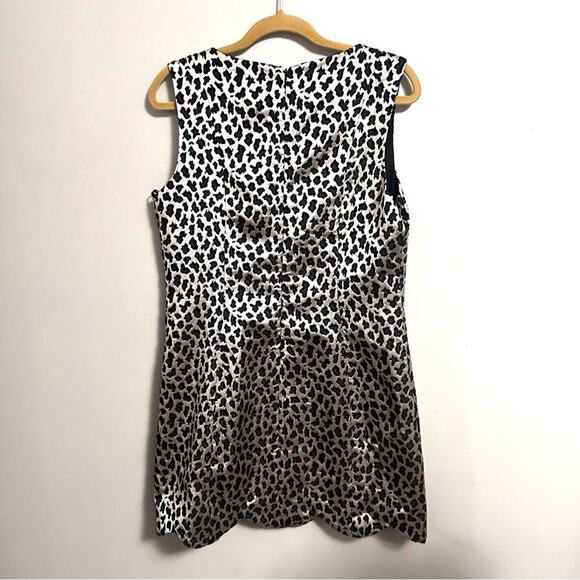 CeCe by Cynthia Steffe Leopard Print V-Neck Mini Dress Gold Black Women 12 New - Picture 3 of 7
